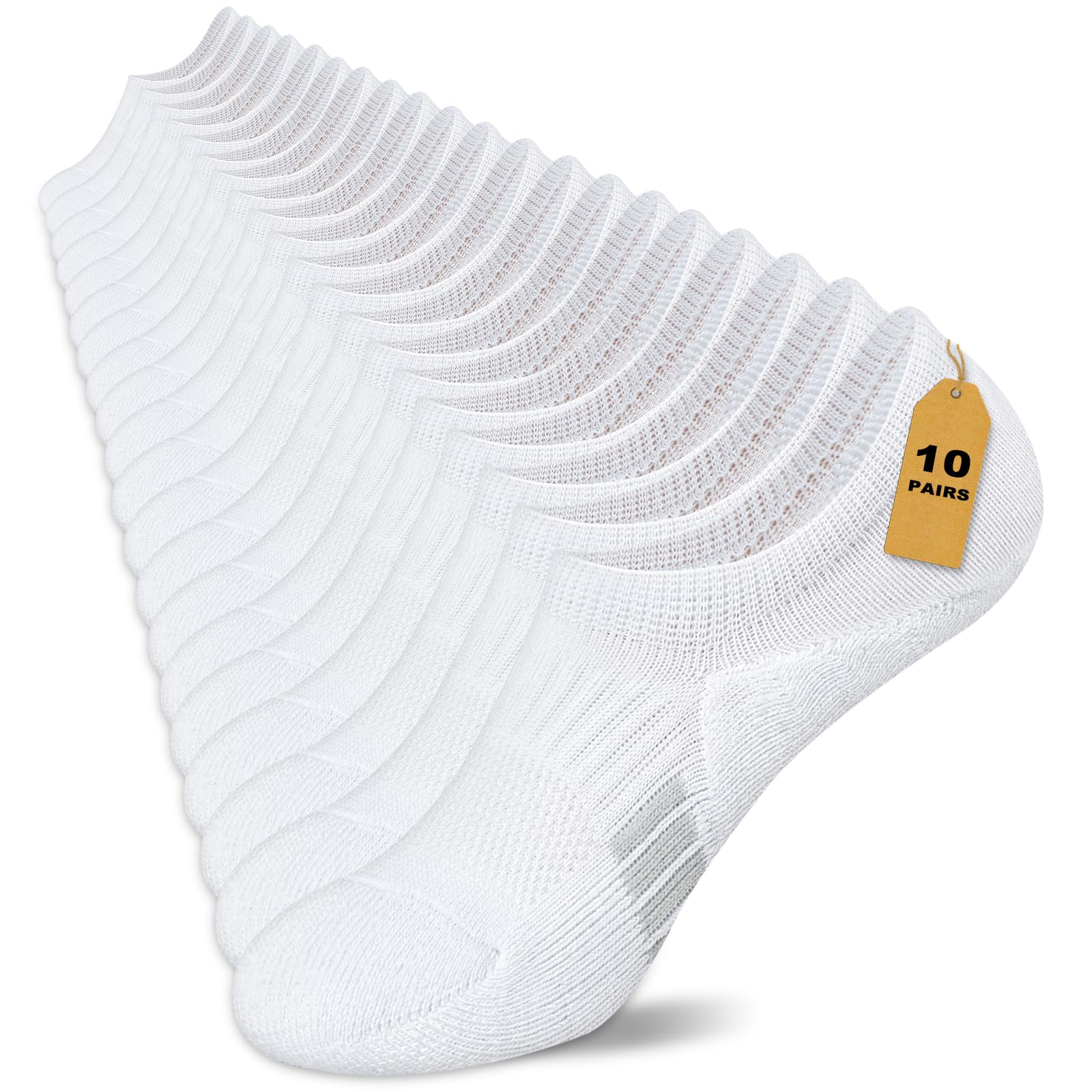 Amutost Womens No Show Socks Anti-Slip Cushioned Breathable 5-10Pairs | Silicone heel grips, Arch compression band, Elastic cuffs, Moisture wicking, Size 6-8/7-9/9-11, Reduces blisters
