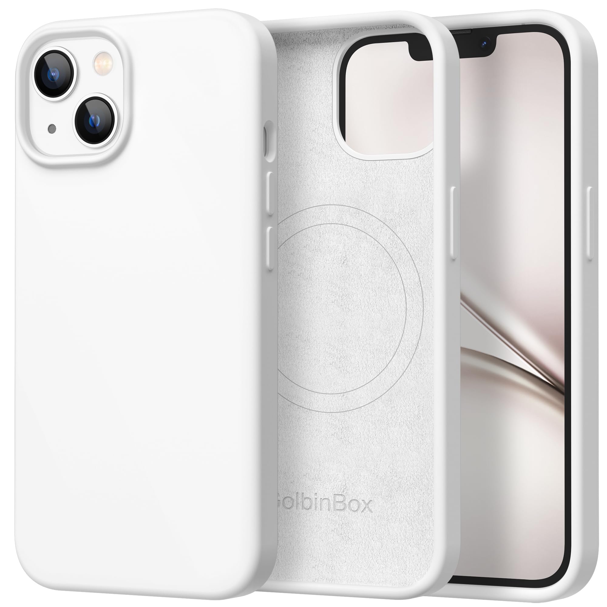 GolbinBox Magnetic for iPhone 17 Pro Max Case, Compatible with MagSafe, [Full Camera Protection] [Screen Protector], Silicone Shockproof Phone Cover with Anti-Scratch Microfiber Lining, Chalk Pink