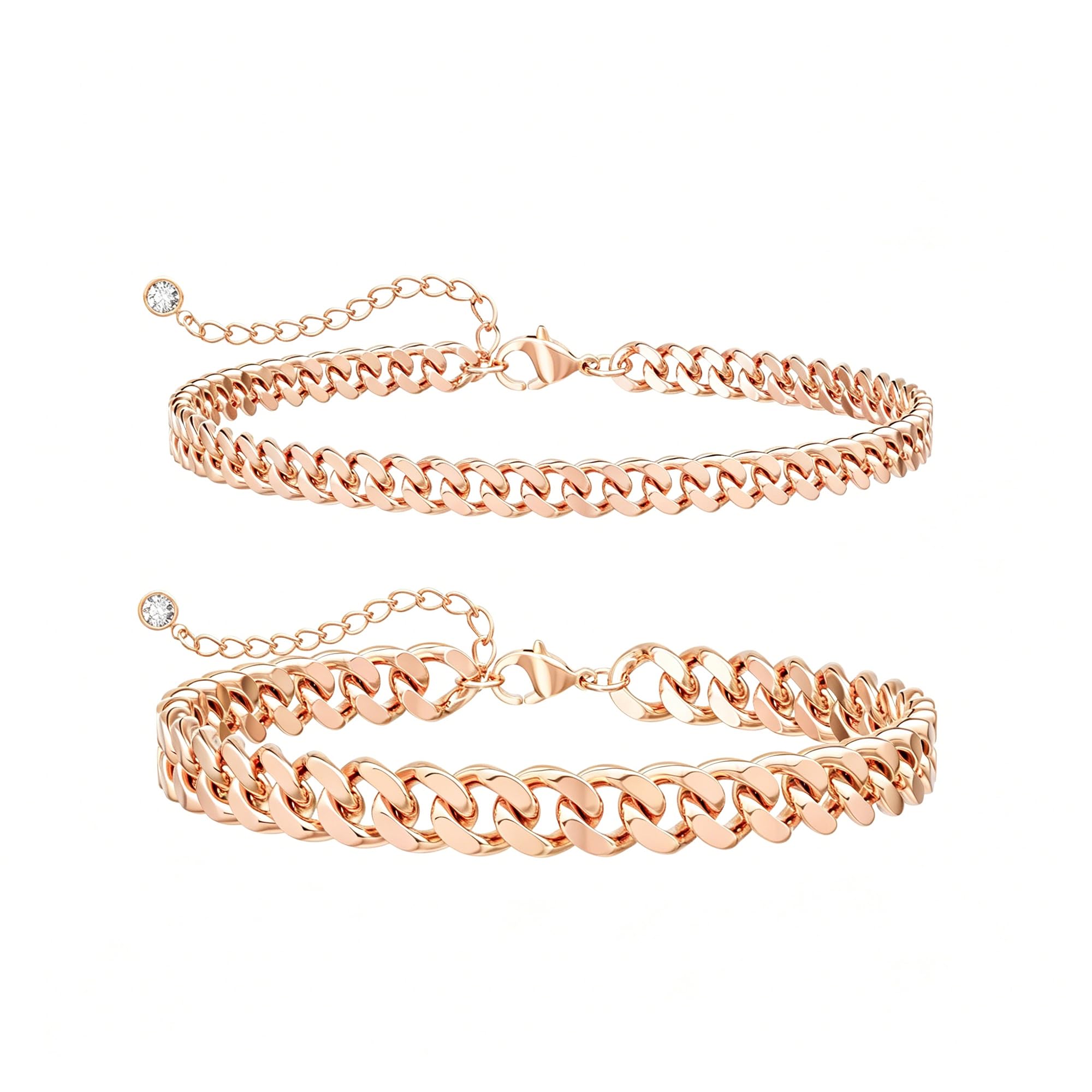 Gold Ankle Bracelets for Women Waterproof - Dainty Gold Anklets Trendy Layered 14K Gold/Silver Plated Stackable Chunky Cuban Link Chian Anklet Bracelet Set for Women Non Tarnish Beach Jewelry Gift