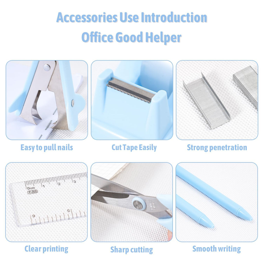 Gawsey Pink Desk Organizers and Accessories with Desk Organizer 360° Rotating Pen Holder and Office Supplies, Cute Stationery Supplies Set