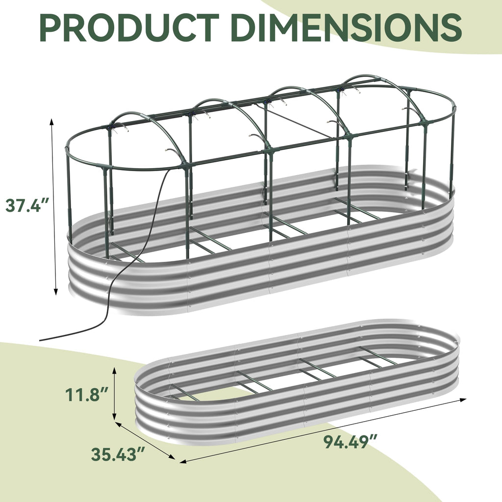 Lineware Raised Garden Bed with Sprinkler Timer and Self-Watering System, 6x3x1 ft Elevated Planter Boxes Outdoor with Mesh Cover, Galvanized Raised Beds for,Vegetables,Flowers, Backyard, Patio
