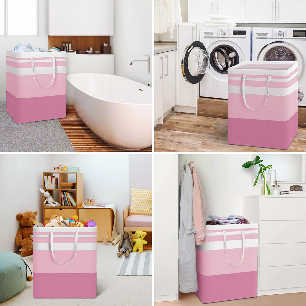 HomeHacks 2 Pack Large Laundry Baskets, Waterproof, Freestanding Laundry Hampers, Collapsible Clothes Hamper with Reinforced Handles in Laundry Room, College Dorm, Bathroom, Bedroom (Grey, 75Lx2)