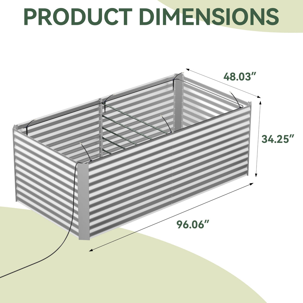 Lineware Raised Garden Bed with Sprinkler Timer and Self-Watering System, 6x3x1 ft Elevated Planter Boxes Outdoor with Mesh Cover, Galvanized Raised Beds for,Vegetables,Flowers, Backyard, Patio