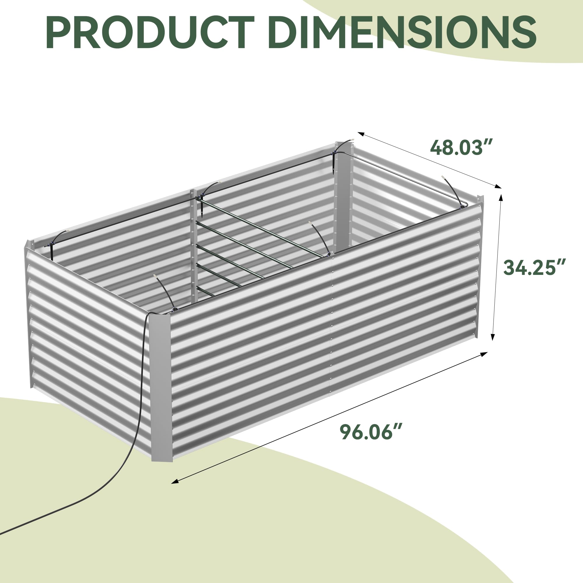Lineware Raised Garden Bed with Sprinkler Timer and Self-Watering System, 6x3x1 ft Elevated Planter Boxes Outdoor with Mesh Cover, Galvanized Raised Beds for,Vegetables,Flowers, Backyard, Patio
