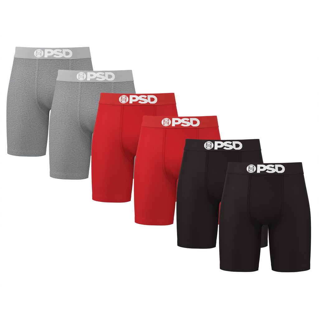 PSD Underwear Mens Boxer Briefs - 3 & 6 Pack, Mid & Standard Length, Soft & Breathable Boxer Briefs for Men