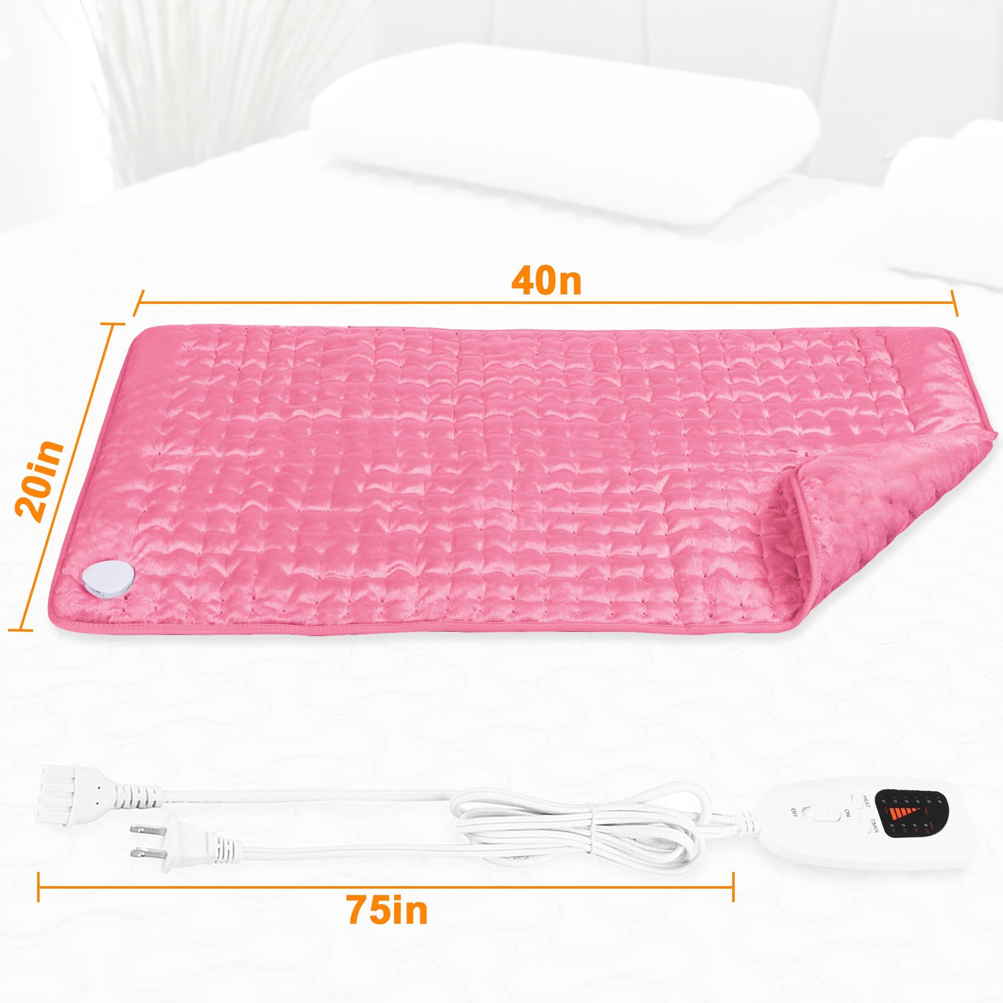 Heating Pad,Heated Blanket,Heating Pad for Back Neck,Silvergray,24x12In | Electric Heating Pad,Dry/Moist Heat Heating Pads,Heating Pads for Shoulder,Abdomen,Knee,Heat Pad for Women Men,Birthday Gift