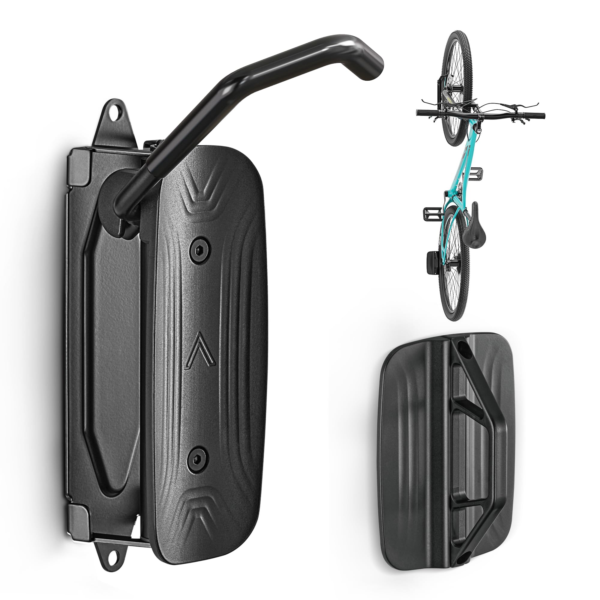 monTEK Swivel Bike Wall Mount, Bike Hangers for Garage, Space-Saving Vertical Bike Rack, Sturdy Bike Storage Rack Holds Up to 66lbs, Easy to Install, 4 Pack