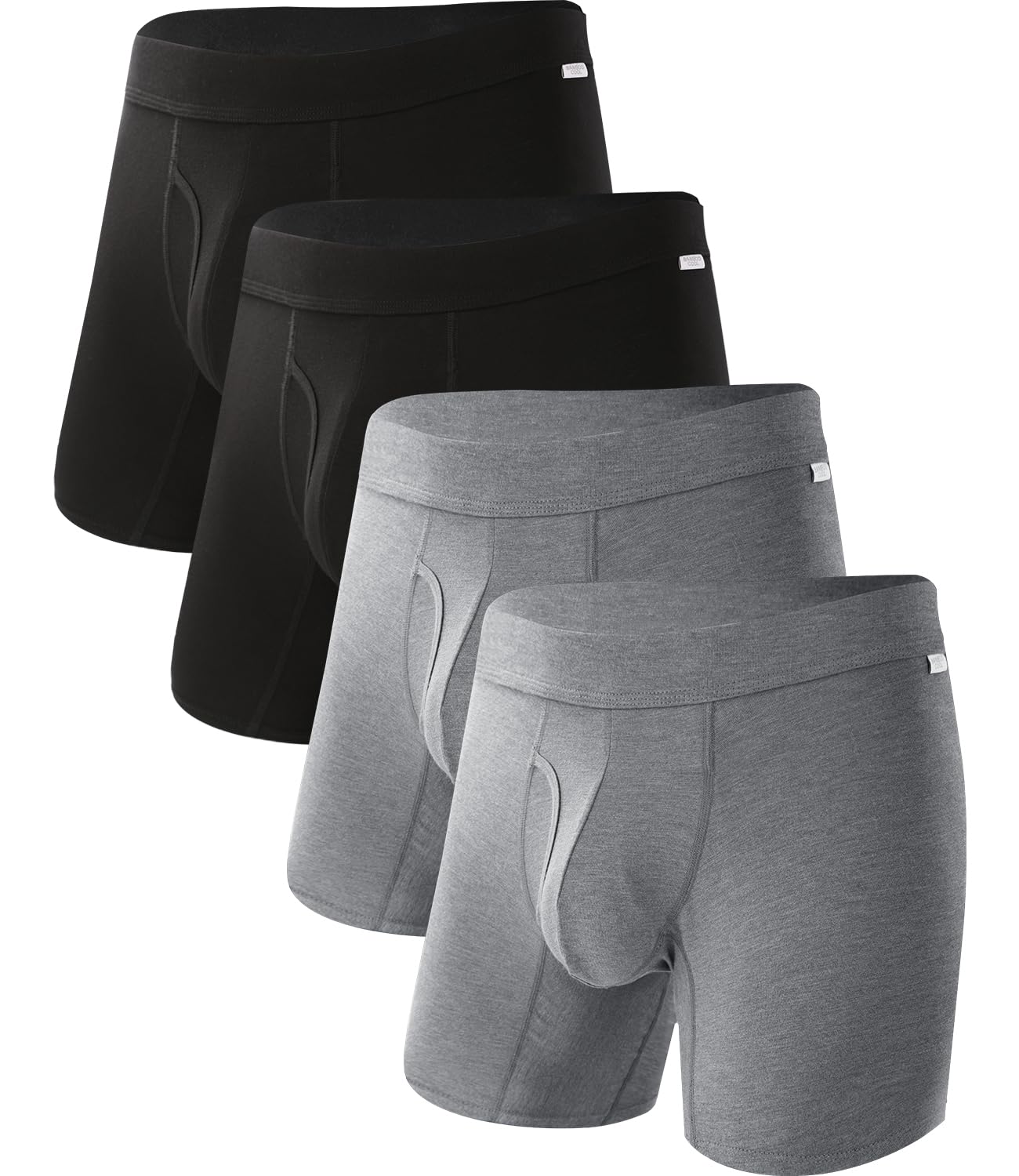 BAMBOO COOL Men's Ultra ComfortSoft Underwear, Moisture Wicking & Breathable No Ride Up Boxer Briefs with Fly, Multipack