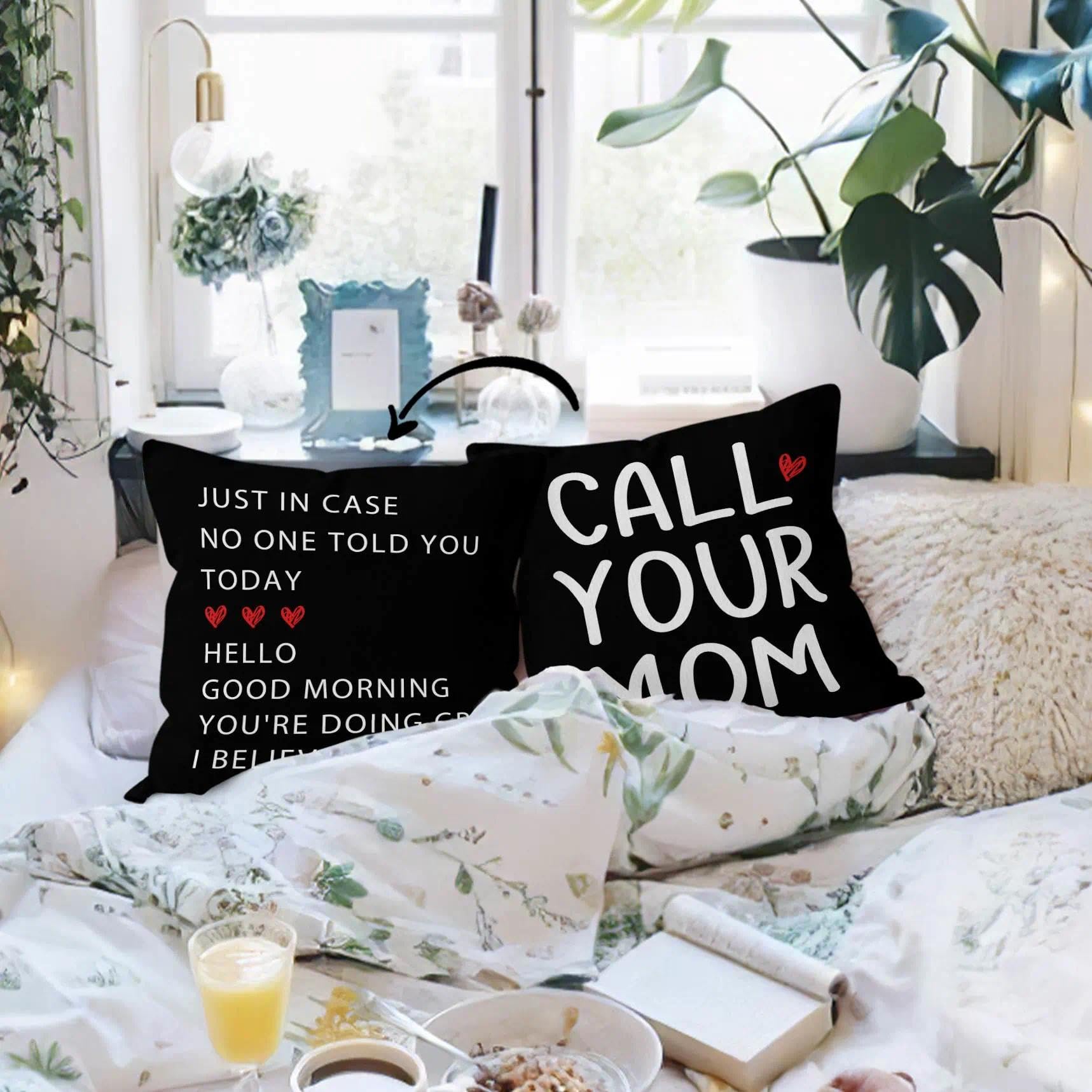 HIWX College Dorm Decor,Funny Have Fun Be Safe Make Good Choices Call Your Mom Decorative 18 x 18 Throw Pillow Cover,Call Your Mom Pillow,Throw Pillows for Dorm Bed Room Student Decor Pillowcase