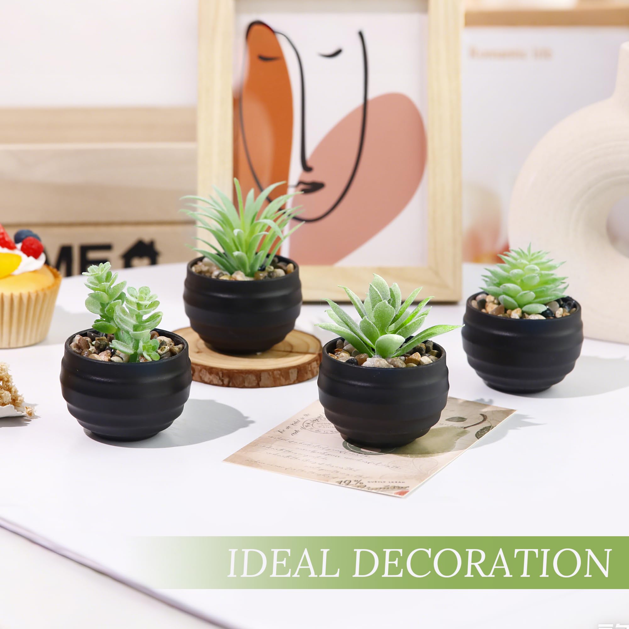 Der Rose 6 Pack Succulents Fake Plants for Bedroom Bathroom Home Decor | Small fake plants，perfect for aesthetic living room shelf decor，office desk accessories，gifts for women，fresh all year