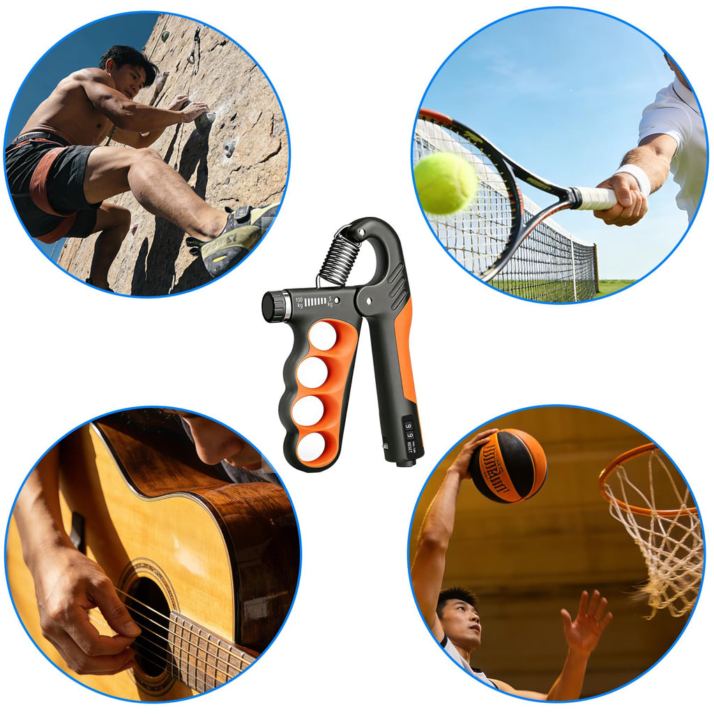 Hand Gripper Strengthener, 11-220LBs Adjustable Resistance Grip Strength Trainer with Counter, Forearm Exerciser for Injury Recovery and Muscle Building