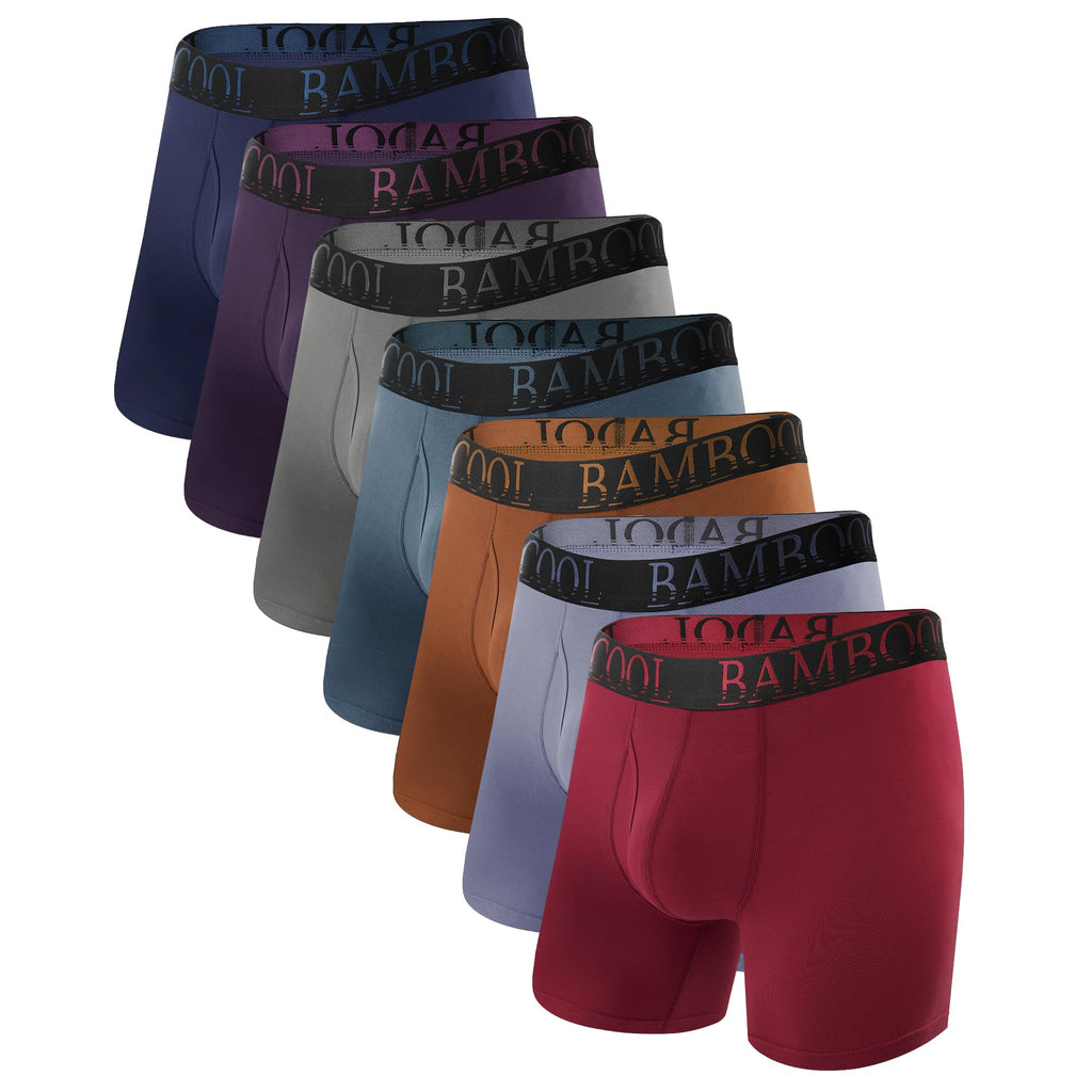 BAMBOO COOL Men's Ultra ComfortSoft Underwear, Moisture Wicking & Breathable No Ride Up Boxer Briefs with Fly, Multipack