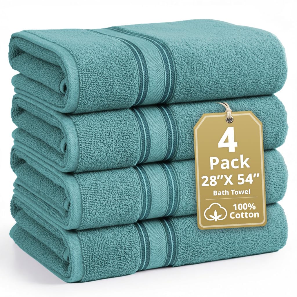LANE LINEN Bathroom Towels Set of 18 – Zero Twist, 100% Mercerized Cotton Towel, 6 Bath, 6 Handtowel & 6 Washcloths, Luxury Hotel Design, Perfect for Salon & Guests, Machine Washable – Cerulean Blue