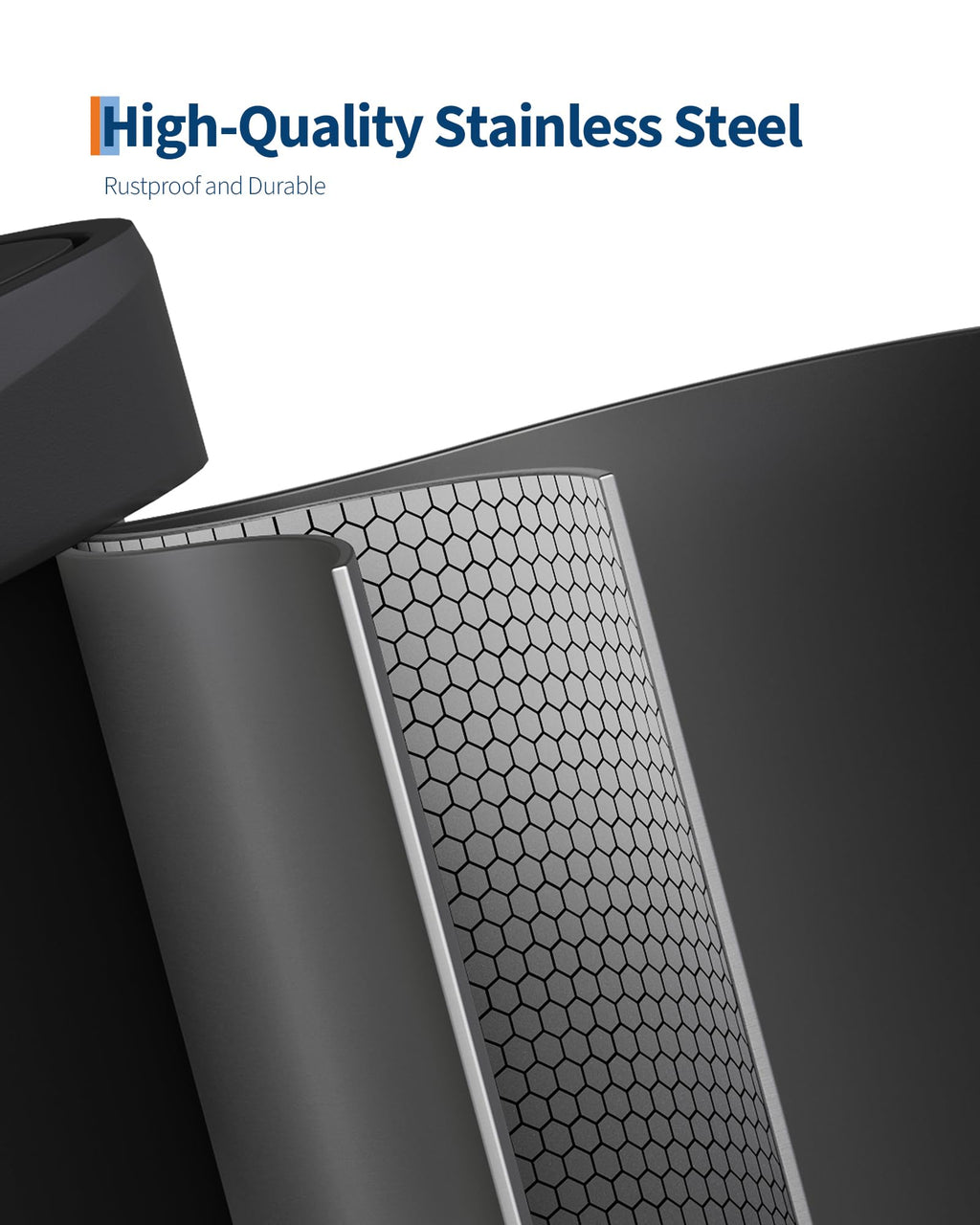 Garvee 13 gal / 50 L Stainless Steel Trash Can with Lid, Large Garbage Can for Kitchen, Rustproof Step-on Kitchen Metal Trash Bin with Liner Rim, Rear Handle, Soft Close Plastic Lid, Silver
