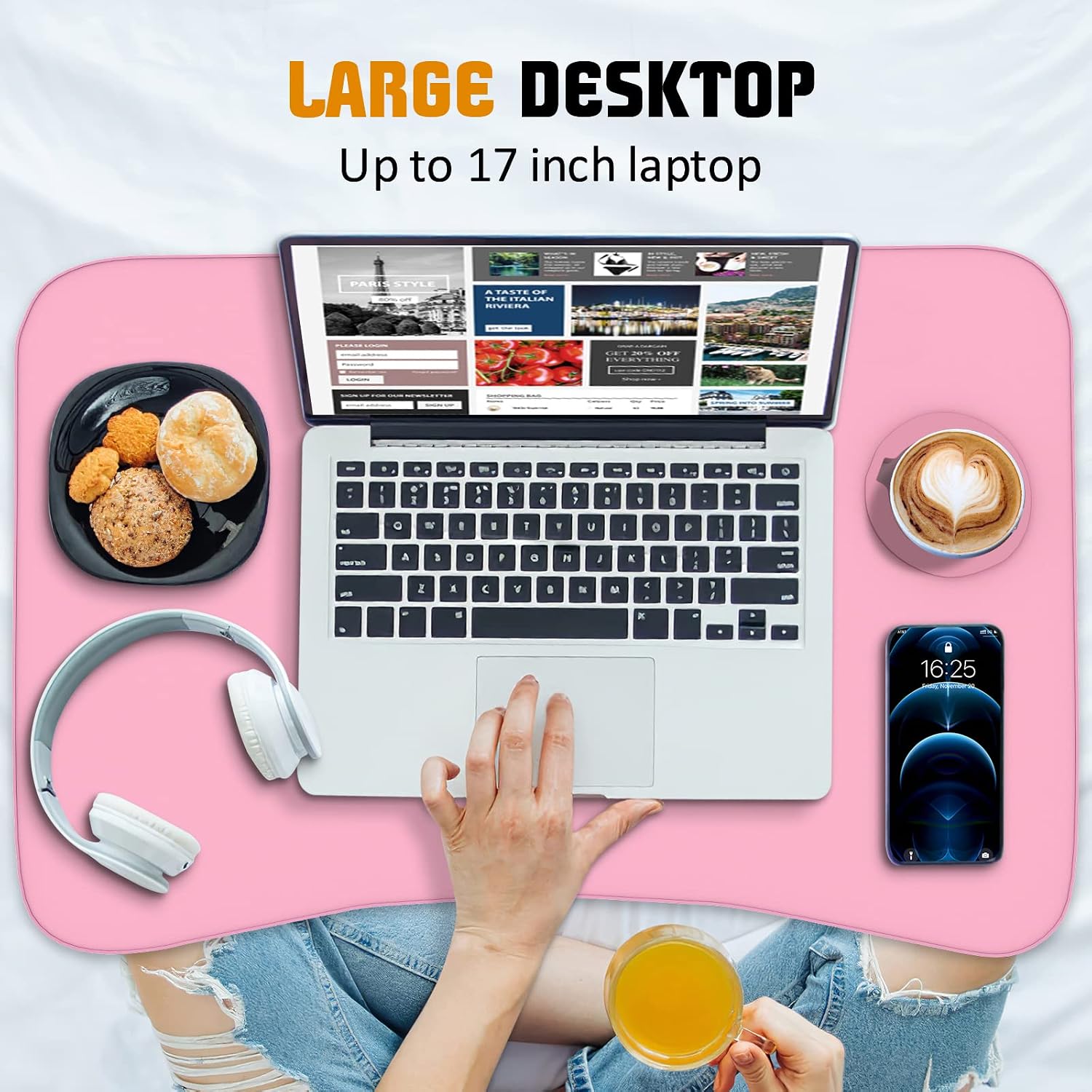 Fayquaze Lap Laptop Desk, Portable Foldable Laptop Bed Table with Storage Drawer and Cup Holder, Lap Desk Lap Bed Stand Tray Table Serving Tray for Eating, Reading and Working