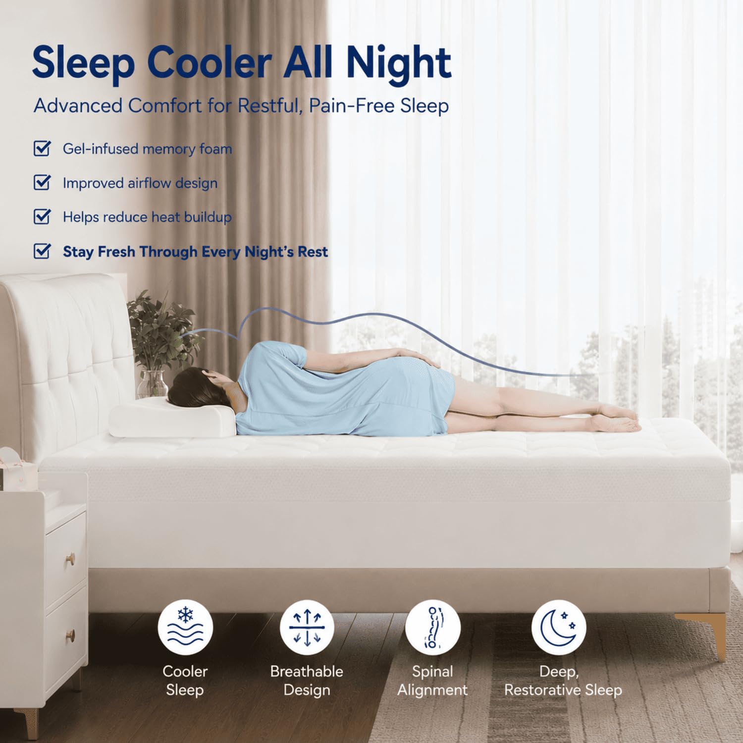 ELEMUSE Twin XL Dorm Dual Layer 3 Inch Memory Foam Mattress Topper for College, Dorm Room Essentials, 2 Inch Cooling Gel Foam and 1 Inch Soft Pillow Top Bed Pad,Back to School Comfortable Support