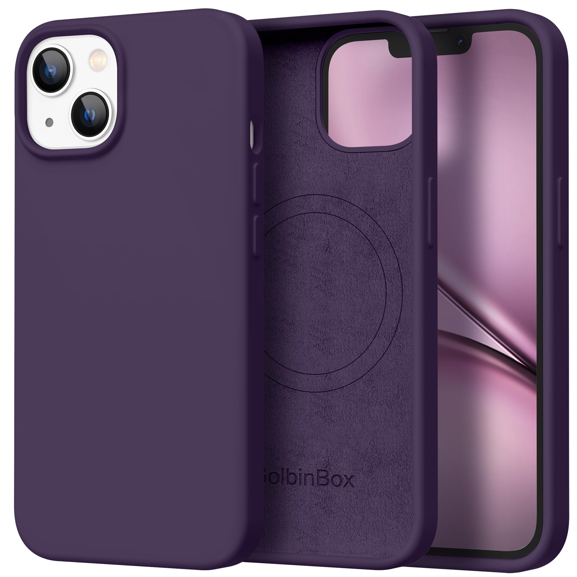 GolbinBox Magnetic for iPhone 17 Pro Max Case, Compatible with MagSafe, [Full Camera Protection] [Screen Protector], Silicone Shockproof Phone Cover with Anti-Scratch Microfiber Lining, Chalk Pink