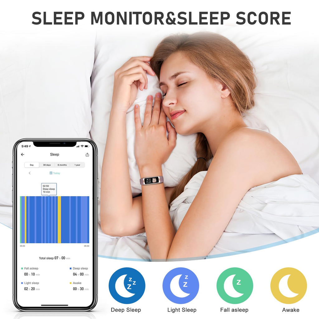 Fitness Tracker with 24/7Heart Rate, Blood Pressure, Sleep Tracking, Calorie, Activity Tracker with 1.1" AMOLED Color Screen, Waterproof Step Tracker for Android iPhones Women Men