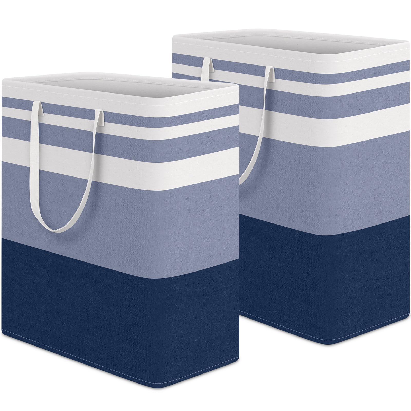 HomeHacks 2 Pack Large Laundry Baskets, Waterproof, Freestanding Laundry Hampers, Collapsible Clothes Hamper with Reinforced Handles in Laundry Room, College Dorm, Bathroom, Bedroom (Grey, 75Lx2)