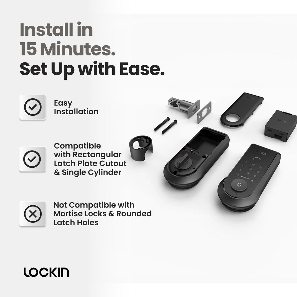 Lockin Venoris Smart Lock - Palm Vein & Fingerprint Keyless Entry Door Lock - 6 Unlock Methods - Built-in WiFi - Smart Home Compatible - No Monthly Subscription - 7-Month Battery Life