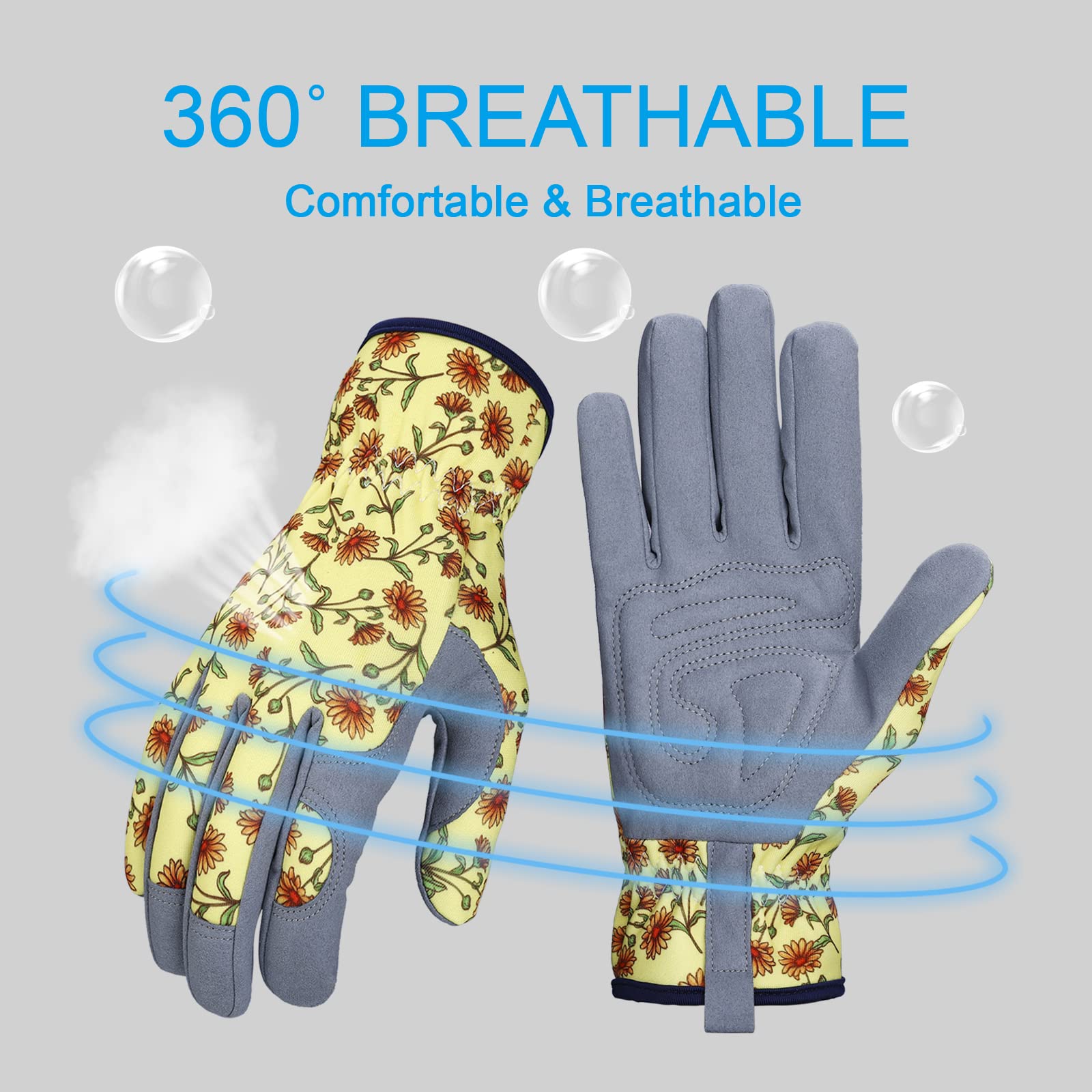 Bamllum Leather Gardening Gloves for Women - Working Gloves for Weeding, Digging, Planting, Raking and Pruning