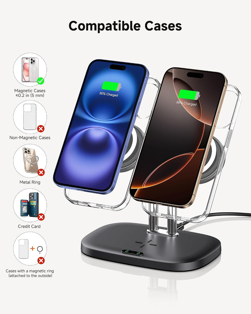 Charging Station for Mag Safe Charger, 3 in 1 Wireless Charger for iPhone Air/17/16/15/14/13/12 Series, for Apple Watch & Air Pods, SwanScout 707M (No Adapter)