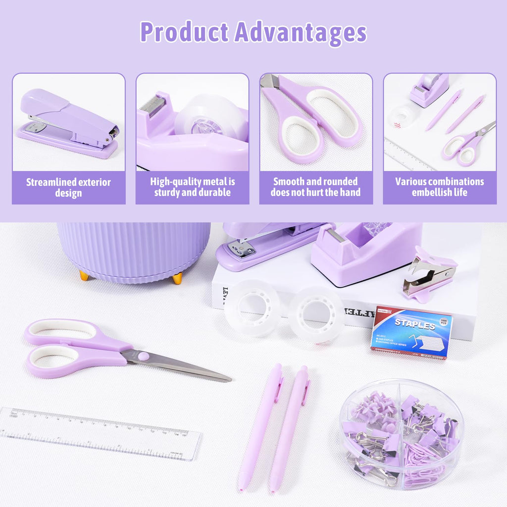Gawsey Pink Desk Organizers and Accessories with Desk Organizer 360° Rotating Pen Holder and Office Supplies, Cute Stationery Supplies Set