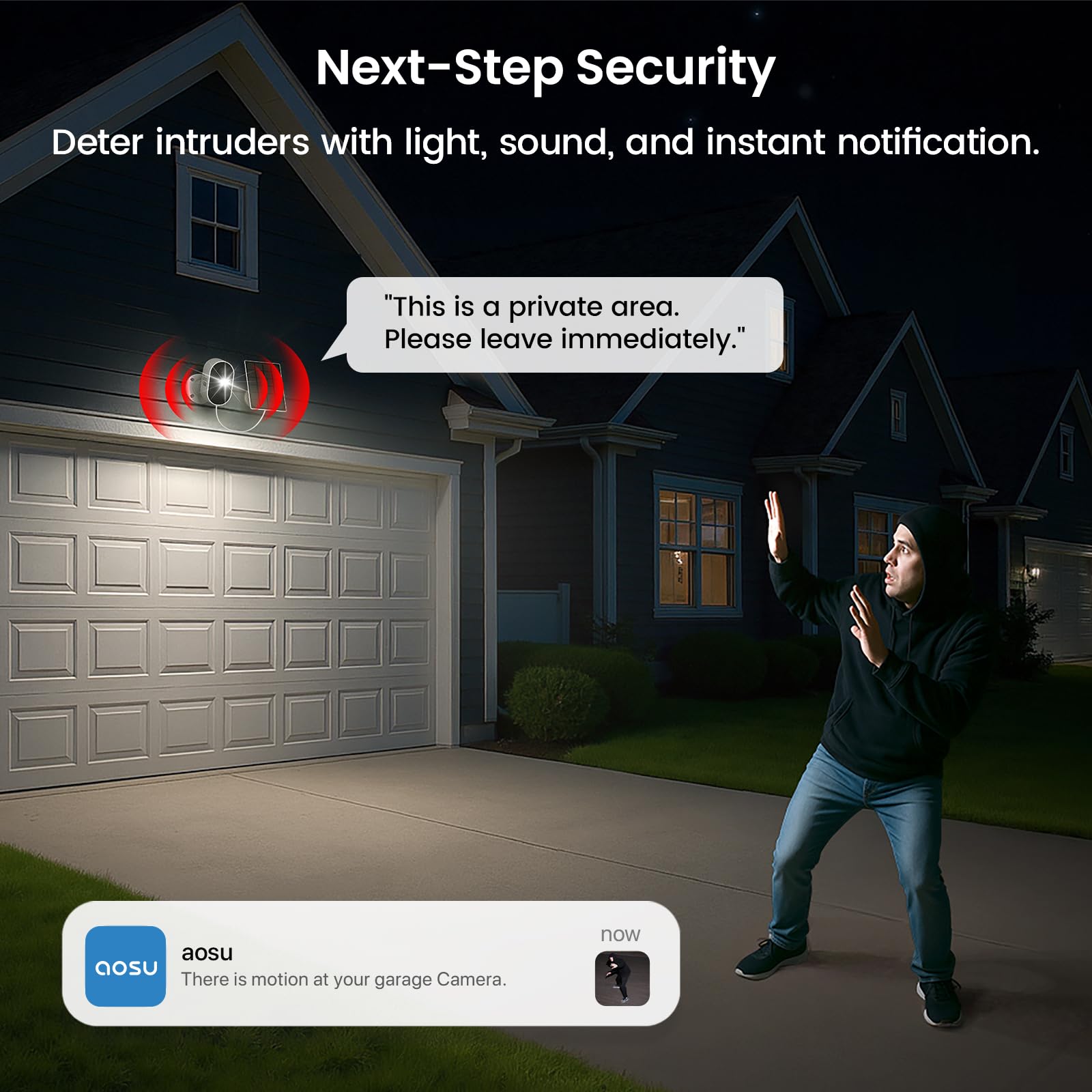 aosu Solar Security Cameras Wireless Outdoor, 2K HD Home Security Camera System, PIR + AI Human Detection, Color Night Vision, Easy to Set Up, Local Storage, No Subscription Required, 4-Cam Kit