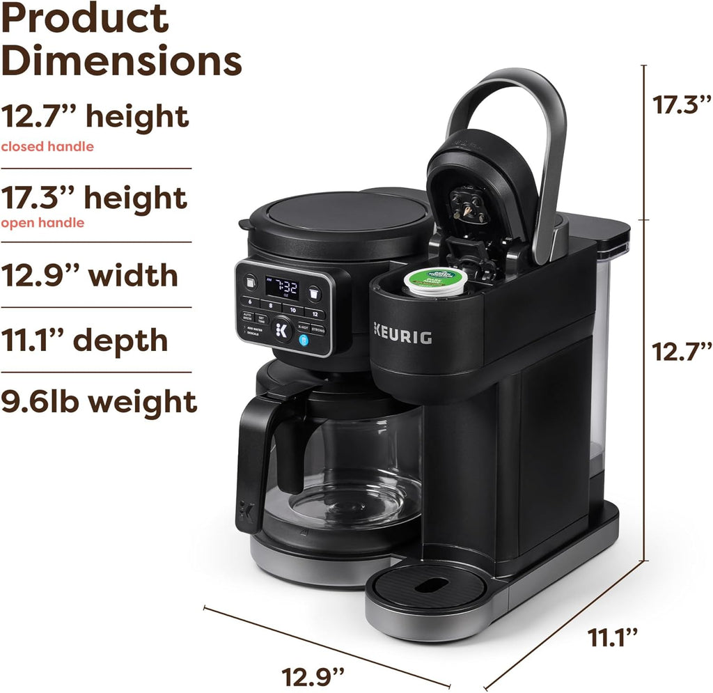 Keurig K-Duo Hot & Iced Single Serve & Carafe Coffee Maker, MultiStream Technology, 72oz Reservoir (Gen 2) | Multistream Tech, Brews K-Cup Pods and Grounds, Brew-over-Ice, Strong and Extra Hot, 6-12 Oz Cups, 6-12 Cup Carafe