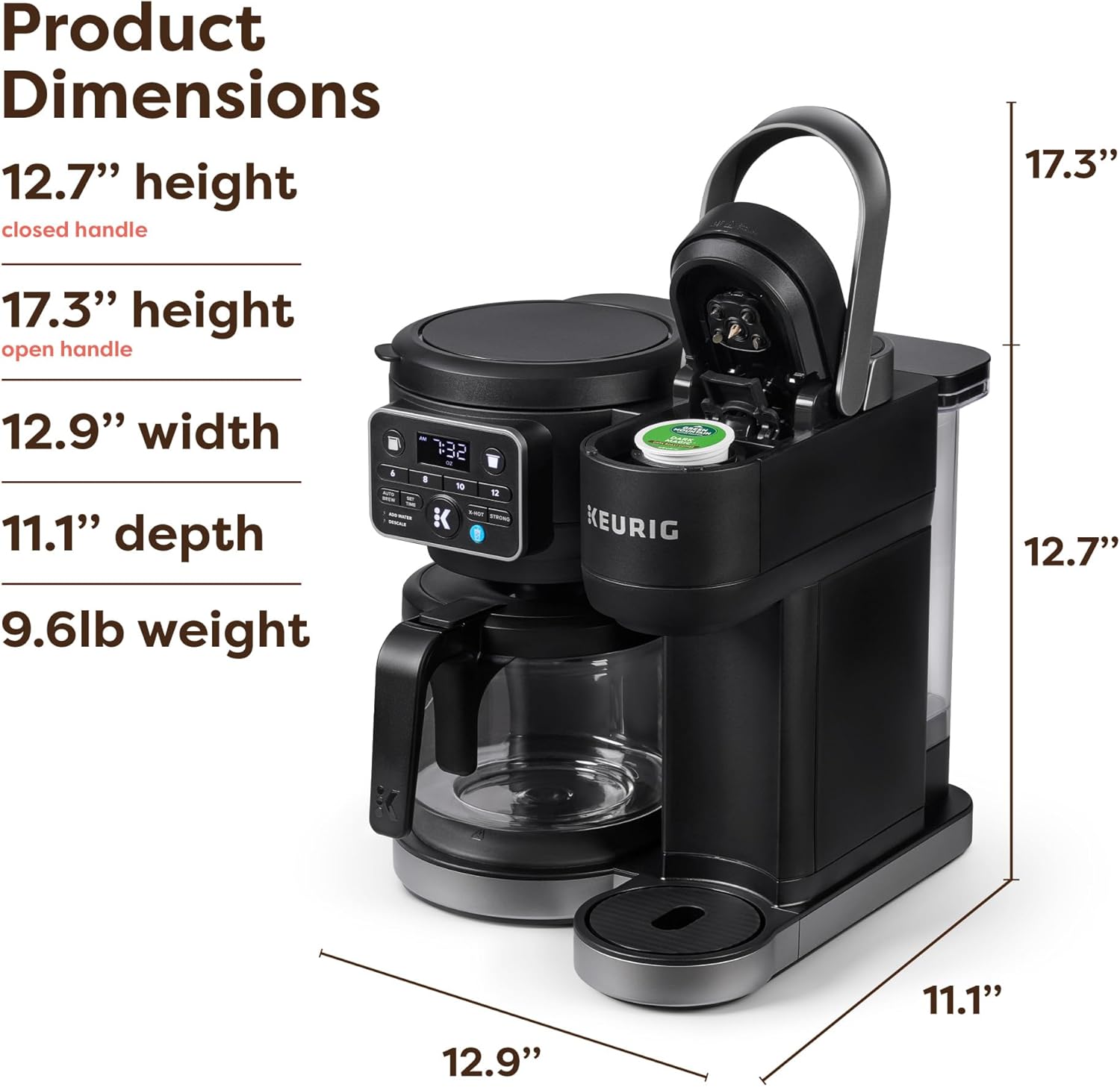 Keurig K-Duo Hot & Iced Single Serve & Carafe Coffee Maker, MultiStream Technology, 72oz Reservoir (Gen 2) | Multistream Tech, Brews K-Cup Pods and Grounds, Brew-over-Ice, Strong and Extra Hot, 6-12 Oz Cups, 6-12 Cup Carafe