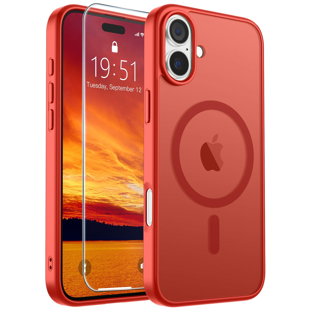 SUPFINE Magnetic for iPhone 17 Pro Max Case with Screen Protector (Compatible with MagSafe)(Military Grade Drop Protection) Translucent Matte Phone Cover,Dark Blue