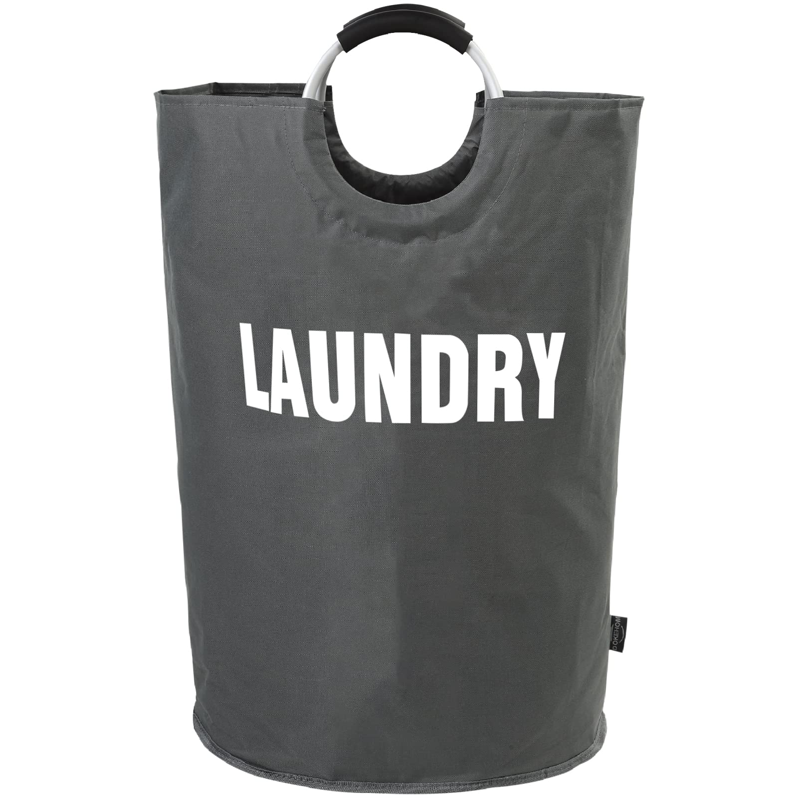 DOKEHOM 90L Large Laundry Basket, Collapsible Laundry Bag, Black | Freestanding tall clothes hamper & foldable washing bin. High-capacity clothes storage basket with durable sturdy handles