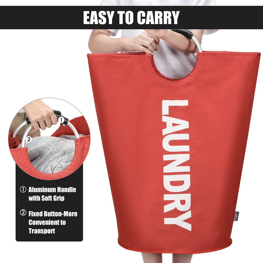 DOKEHOM 90L Large Laundry Basket, Collapsible Laundry Bag, Black | Freestanding tall clothes hamper & foldable washing bin. High-capacity clothes storage basket with durable sturdy handles