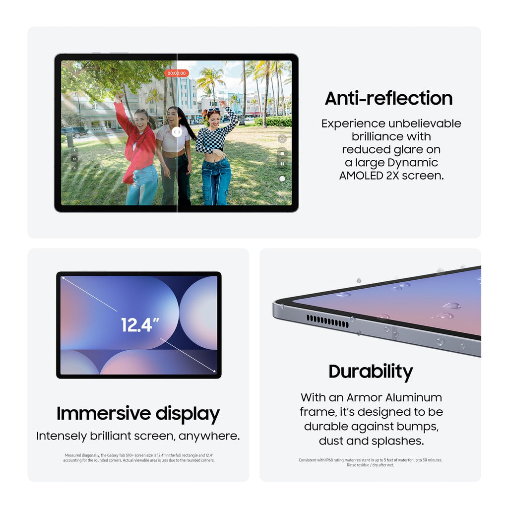 Samsung Galaxy Tab S10+ 5G 12.4” 256GB, Android Tablet, (T-Mobile Network), Circle to Search, Long Battery Life, Big Screen, S Pen Included, Durable, US Version, 2024, Moonstone Gray, SM-X828UZAAXAU