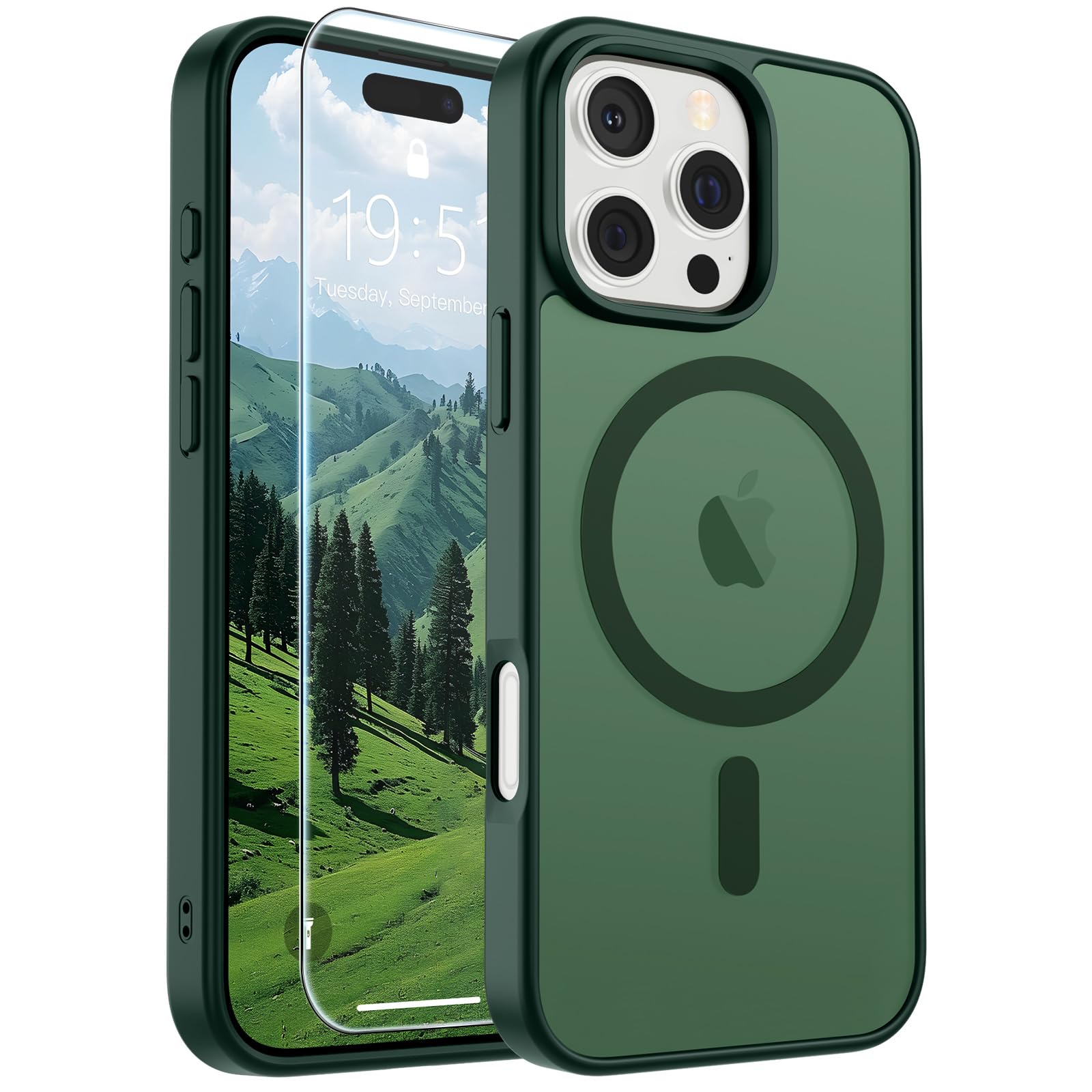 SUPFINE Magnetic for iPhone 17 Pro Max Case with Screen Protector (Compatible with MagSafe)(Military Grade Drop Protection) Translucent Matte Phone Cover,Dark Blue