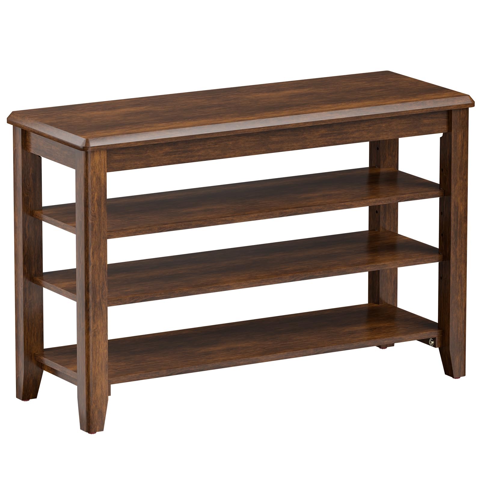 Taitiy Shoe Bench Storage Rubberwood with Leather Cushion for Entryway Bench Ideal for Hallways Shoe Rack Front Doors Entrances Mudrooms Featuring 3 Height-Adjustable and Removable Shelves