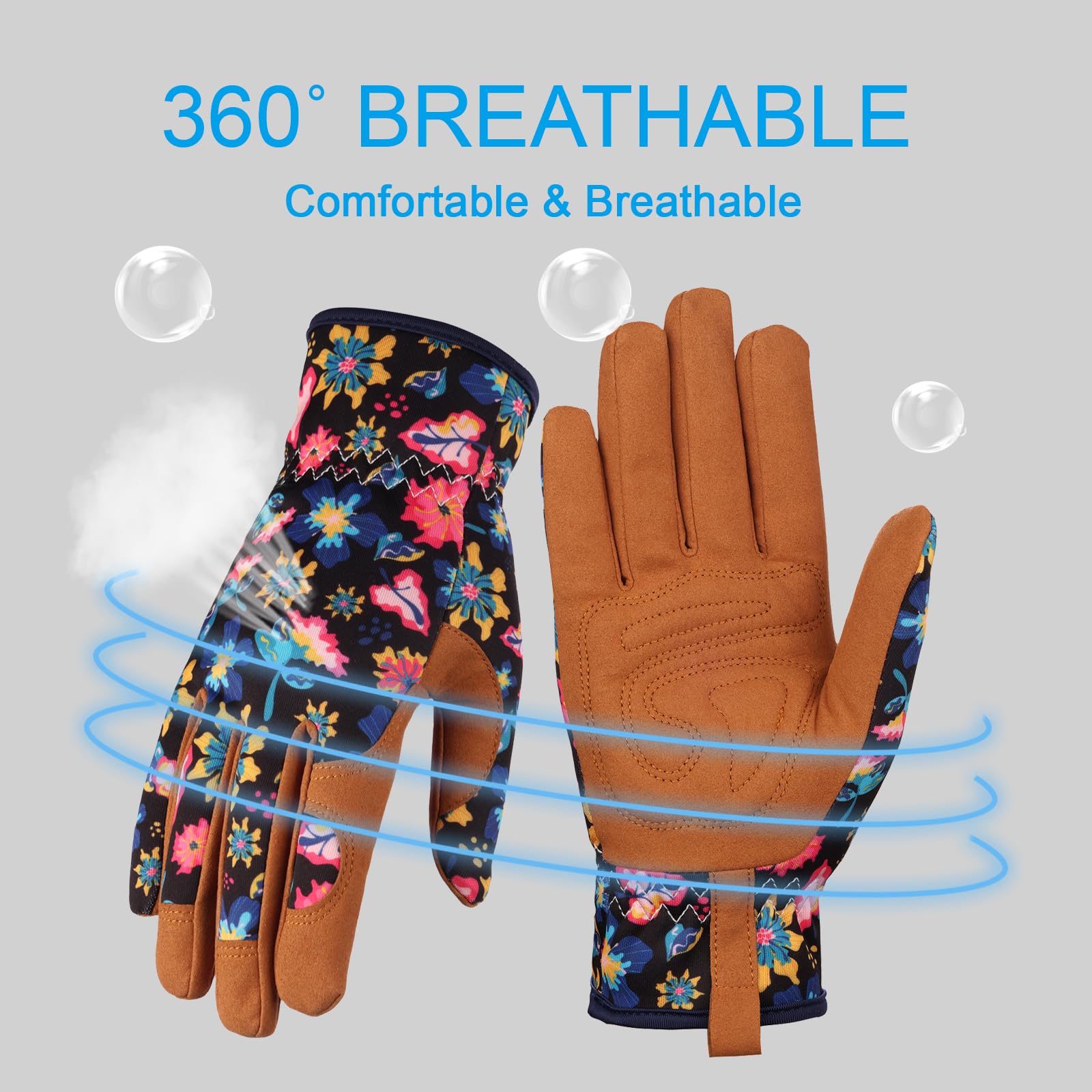 Bamllum Leather Gardening Gloves for Women - Working Gloves for Weeding, Digging, Planting, Raking and Pruning
