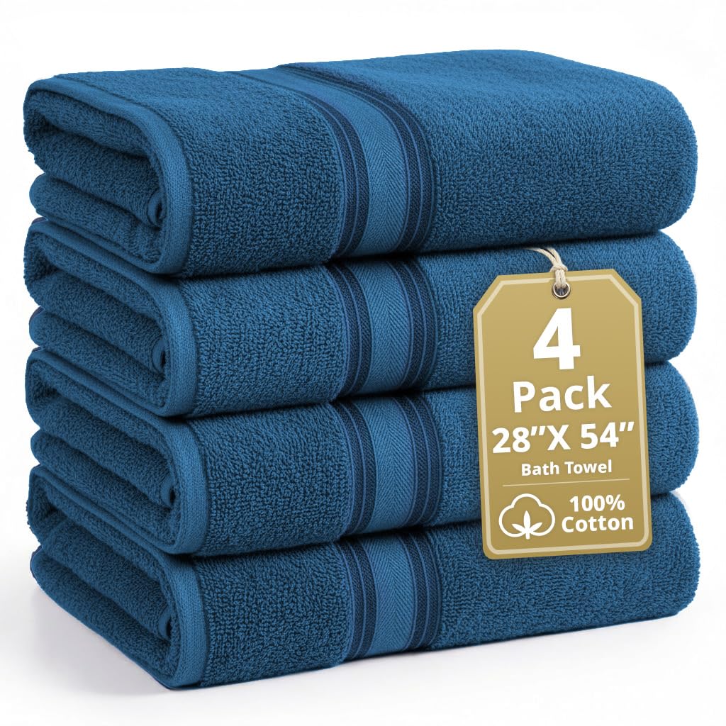LANE LINEN Bathroom Towels Set of 18 – Zero Twist, 100% Mercerized Cotton Towel, 6 Bath, 6 Handtowel & 6 Washcloths, Luxury Hotel Design, Perfect for Salon & Guests, Machine Washable – Cerulean Blue