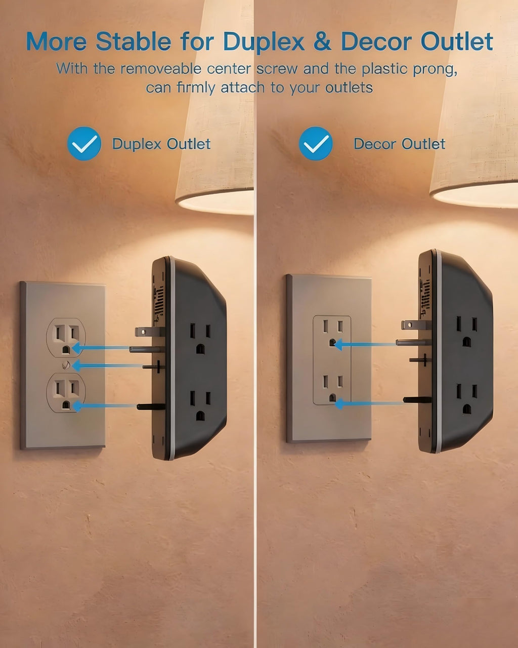 Outlet Extender with Night Light, Multi Plug Wall Outlet, Surge Protector | Multiple Electrical Outlet Splitter Expander, 4 USB Ports (1 USB C) Wall Charger, Plug Extension Adapter for Home, Dorm, RV