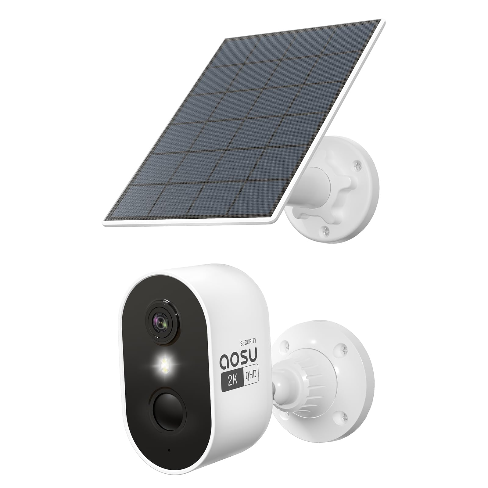 aosu Solar Security Cameras Wireless Outdoor, 2K HD Home Security Camera System, PIR + AI Human Detection, Color Night Vision, Easy to Set Up, Local Storage, No Subscription Required, 4-Cam Kit