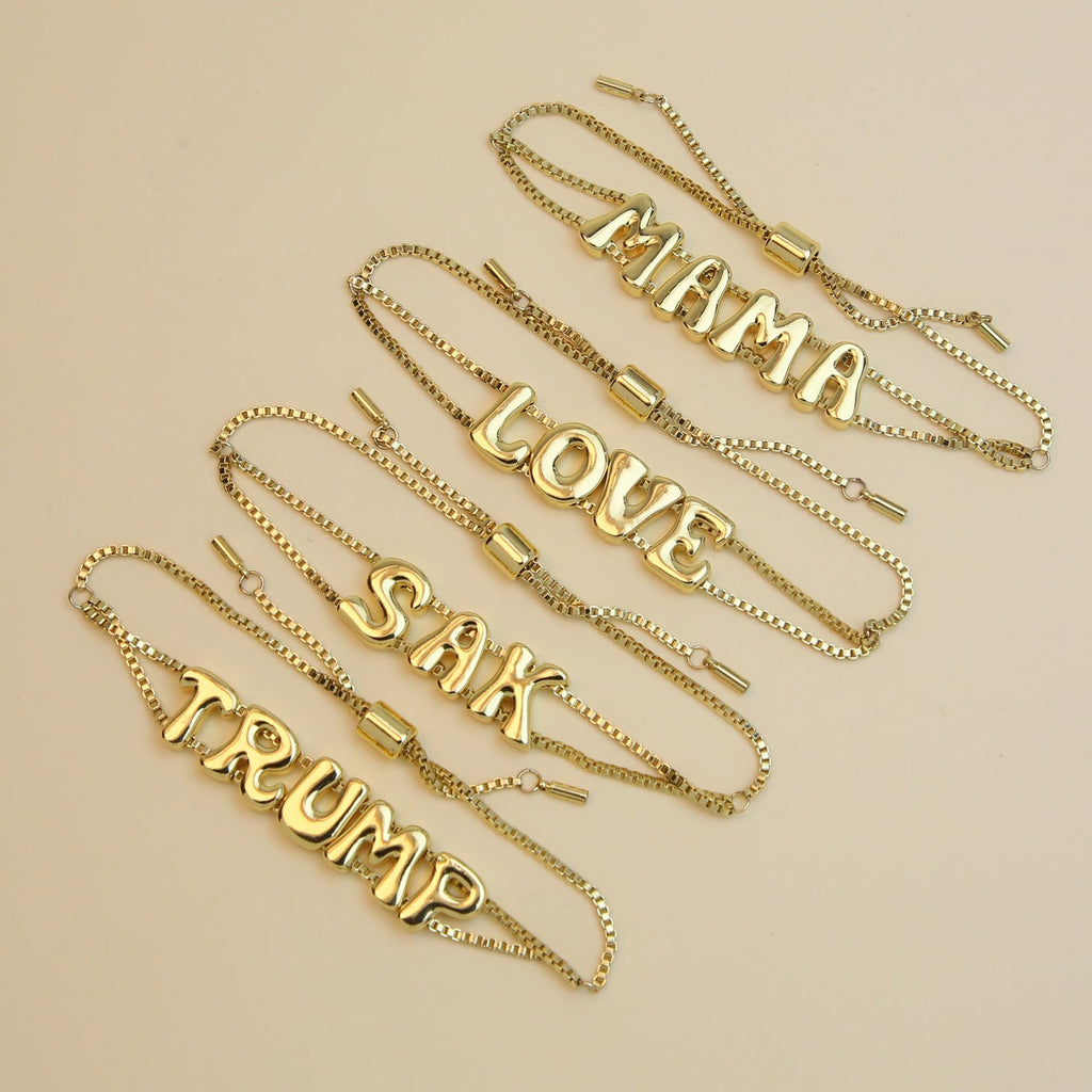 Personalized Name Bracelet for Women | Custom Bubble Letter, Jewelry Gift for Mom, Bridesmaid, Girlfriend