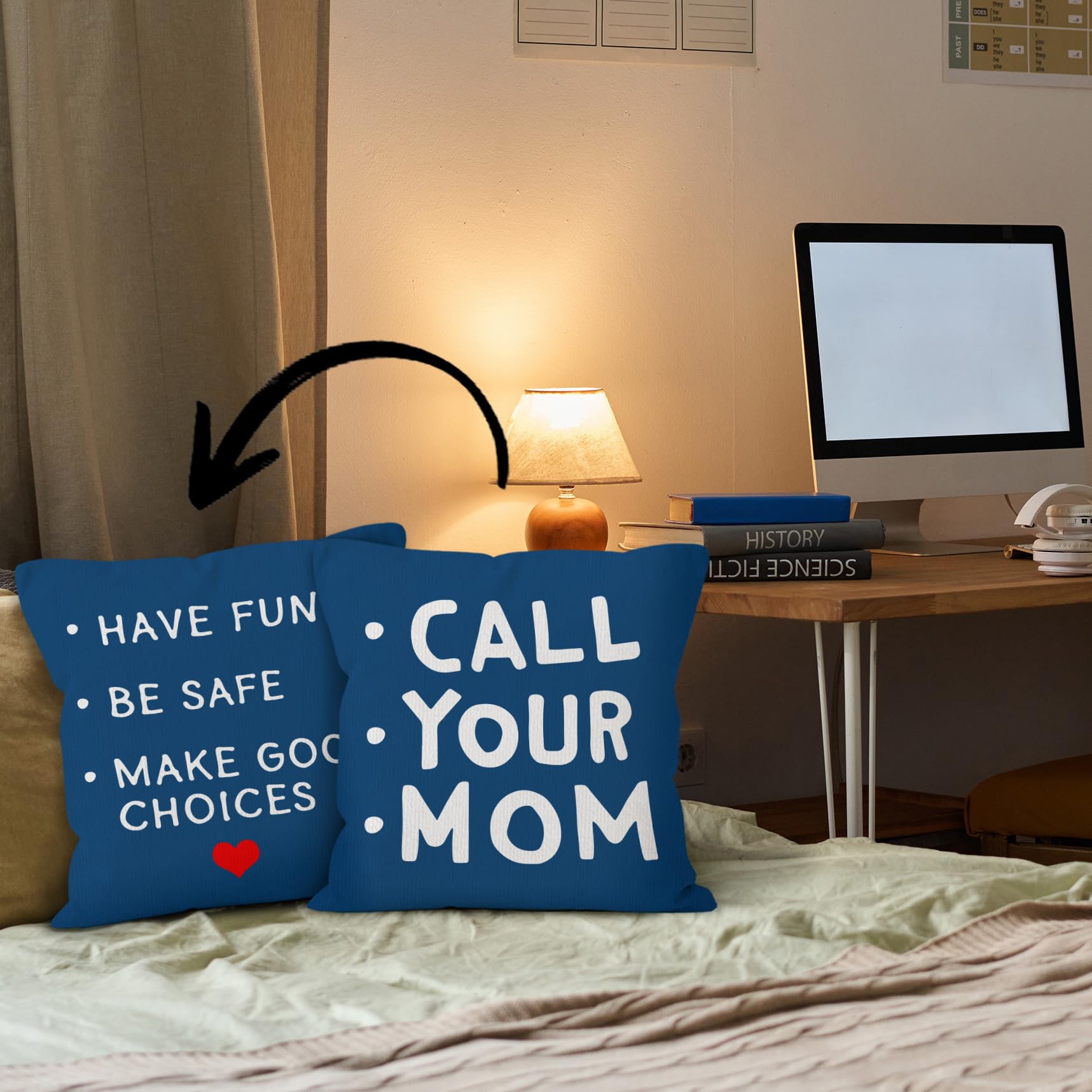 HIWX College Dorm Decor,Funny Have Fun Be Safe Make Good Choices Call Your Mom Decorative 18 x 18 Throw Pillow Cover,Call Your Mom Pillow,Throw Pillows for Dorm Bed Room Student Decor Pillowcase