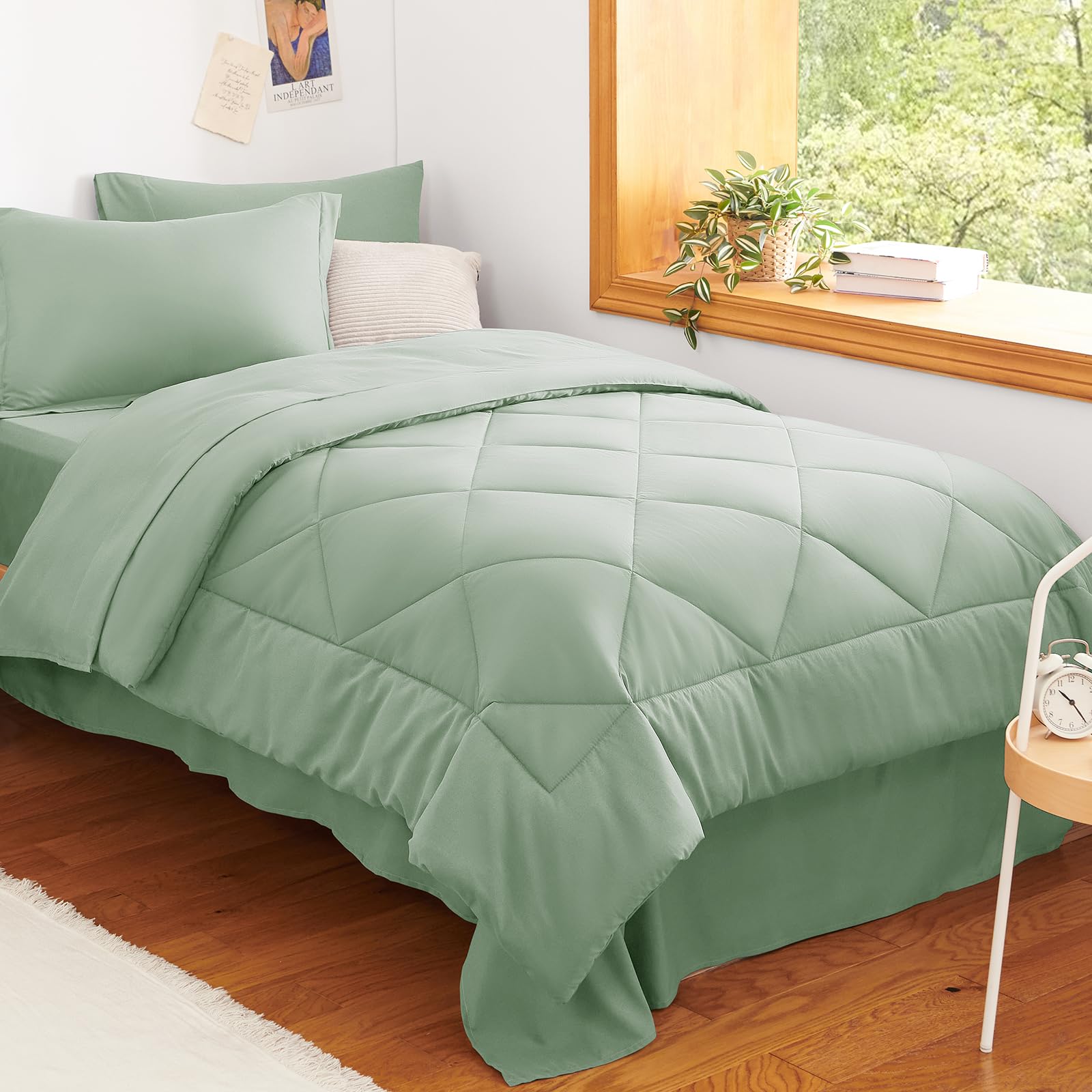 CozyLux Twin XL Comforter Set Black - 5 Pieces Twin Extra Long Bed in a Bag for College Dorm, All Season Bedding Set for Girls and Boys, Soft Bed Set with Comforter, Sheets, Pillowcase & Sham