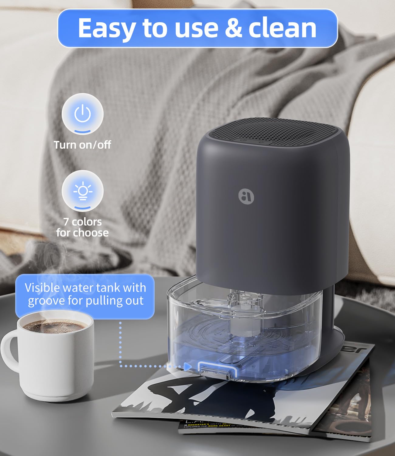 Dehumidifier, 35 OZ Small Dehumidifiers for Bedroom for Home, Quiet with Auto Shut Off, Dehumidifiers for Bedroom (280 sq. ft), Bathroom, RV, Closet, White