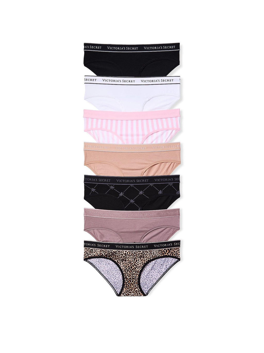 Victoria's Secret Women's Cotton Logo Hipster Underwear, Moderate Coverage Panties for Women, Multi Pack (XS-XXL)