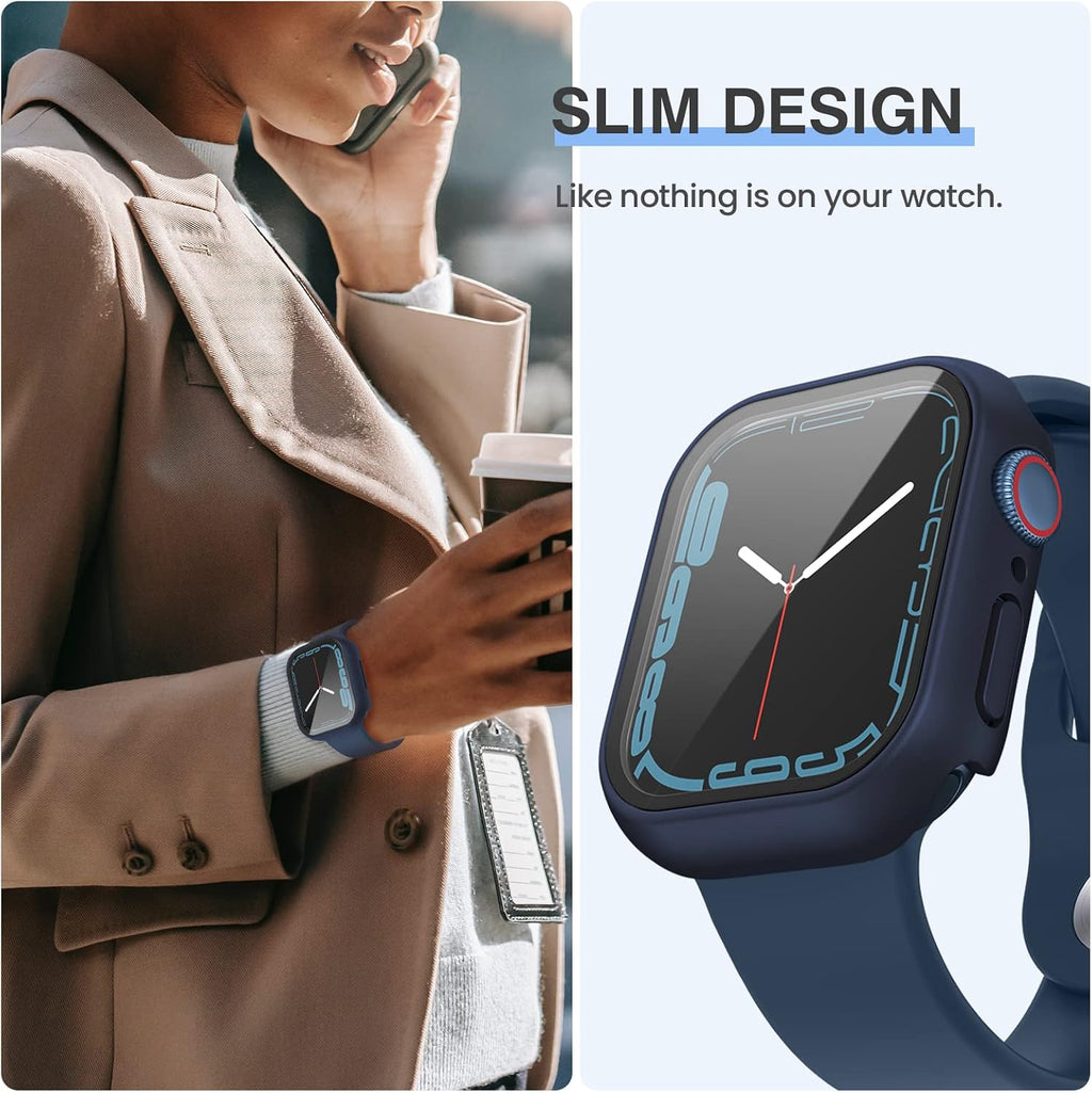 Tensea [3PCS for Apple Watch Screen Protector Case 41mm Series 9/8/7 Accessories, iWatch Protective Face Cover for Women Men, Tempered Glass Film Hard Bumper for iPhone Watch 41 mm