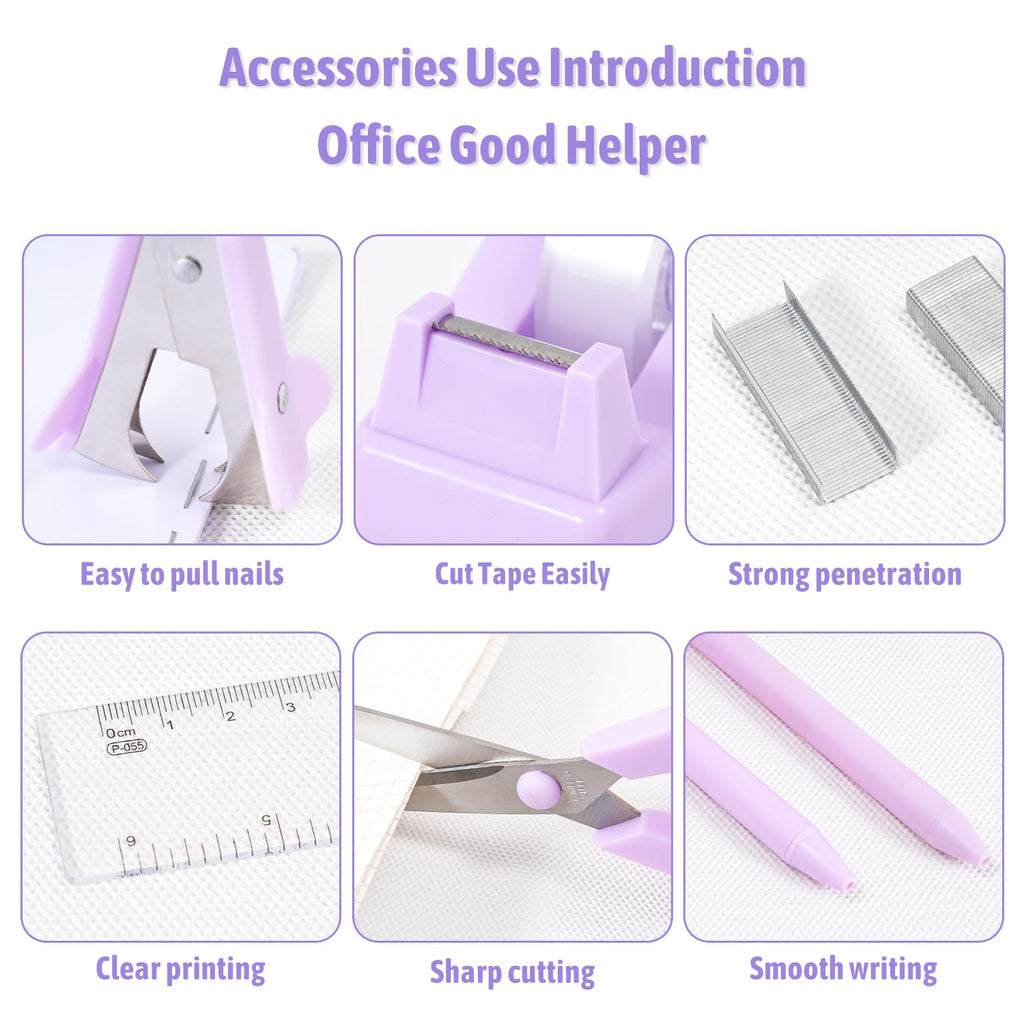 Gawsey Pink Desk Organizers and Accessories with Desk Organizer 360° Rotating Pen Holder and Office Supplies, Cute Stationery Supplies Set