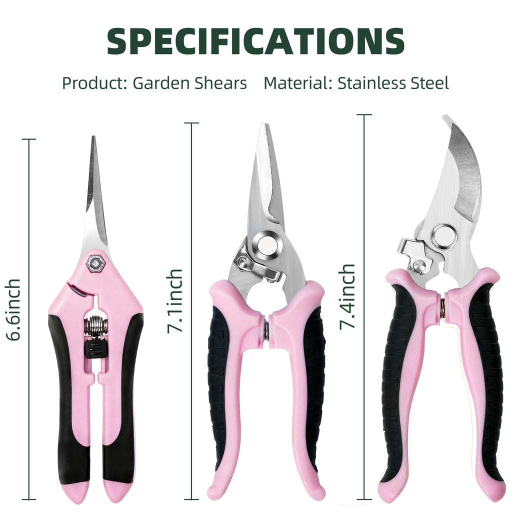 EWPJDK 3 Pack Garden Pruning Shears, Stainless Steel Shears, Gardening Shears, Scissors, Garden Clippers, Pruning Snips, Pruning Shears for Gardening Tools