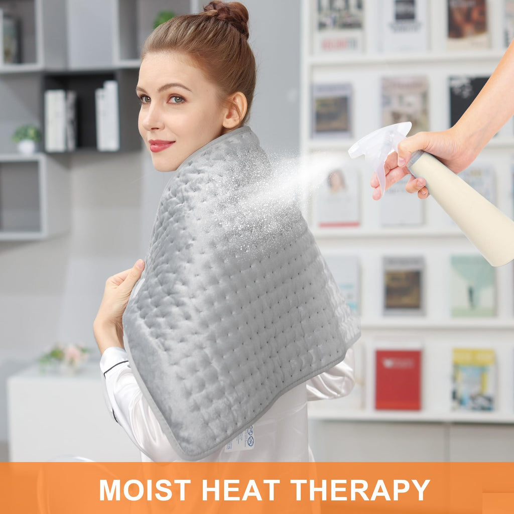 Heating Pad,Heated Blanket,Heating Pad for Back Neck,Silvergray,24x12In | Electric Heating Pad,Dry/Moist Heat Heating Pads,Heating Pads for Shoulder,Abdomen,Knee,Heat Pad for Women Men,Birthday Gift