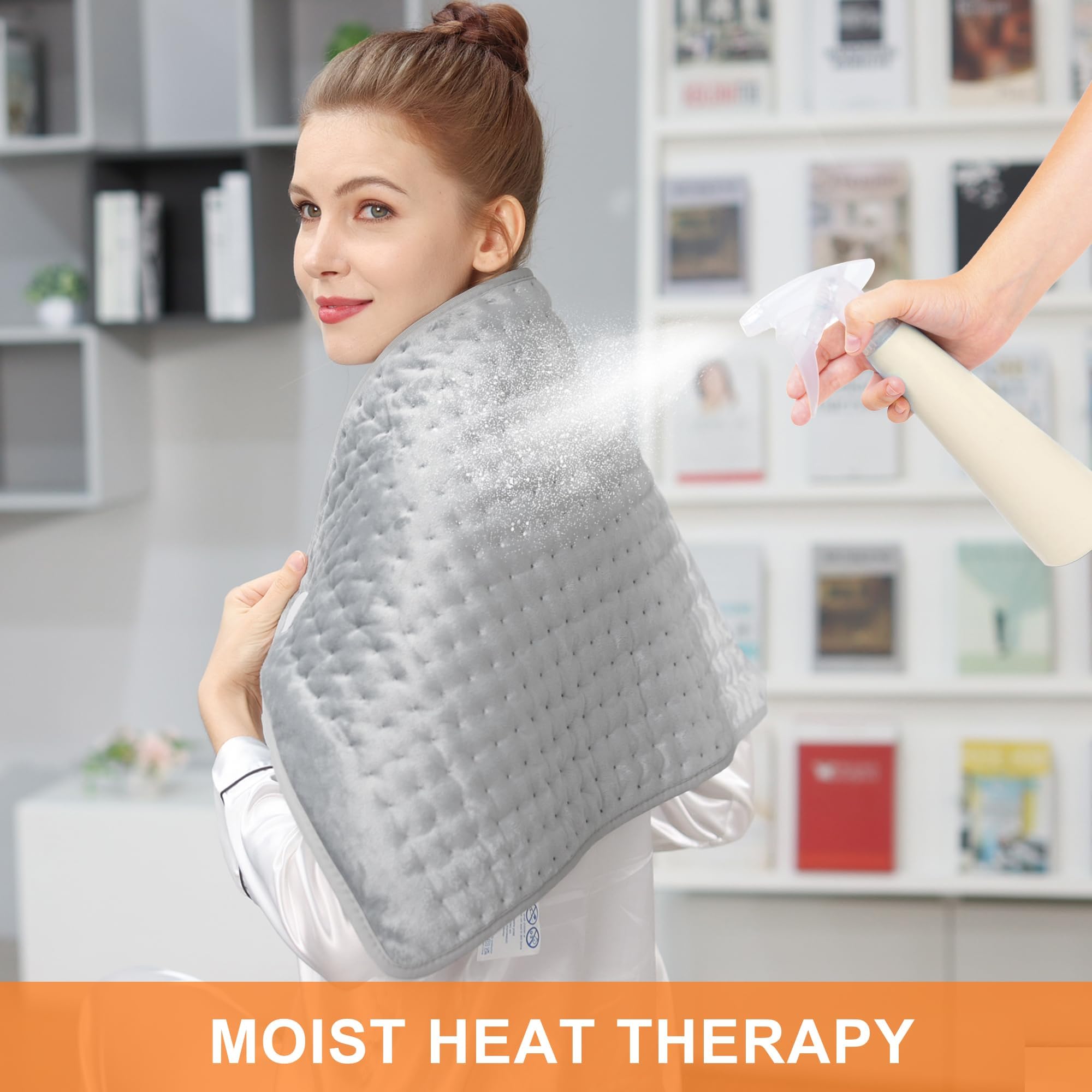 Heating Pad,Heated Blanket,Heating Pad for Back Neck,Silvergray,24x12In | Electric Heating Pad,Dry/Moist Heat Heating Pads,Heating Pads for Shoulder,Abdomen,Knee,Heat Pad for Women Men,Birthday Gift